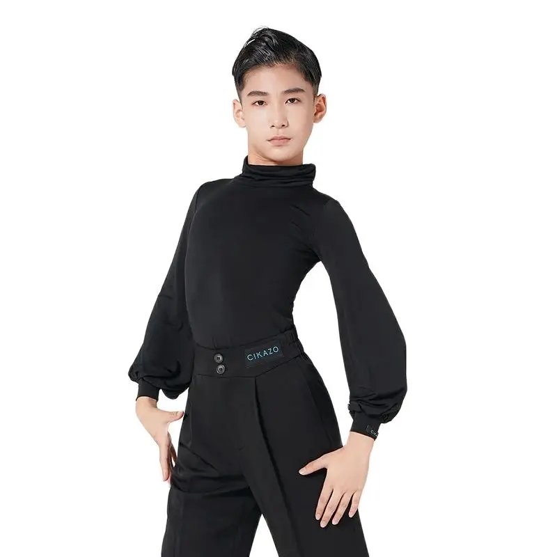 キッズボーイラテンダンス Tシャツ 3 色プロフェッショナルダンストップス V 襟デザインジャズルンバチャチャダンスパフォーマンスダンスウェア