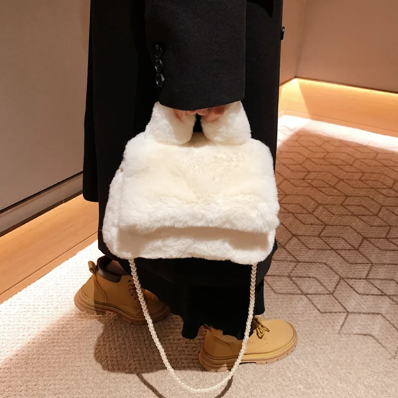 Luxury Designer Handbag 2023 High-grade Plush Bag Autumn and Winter Pearl Crossbody Korean Fashion Shoulder Armpit Women's Bag