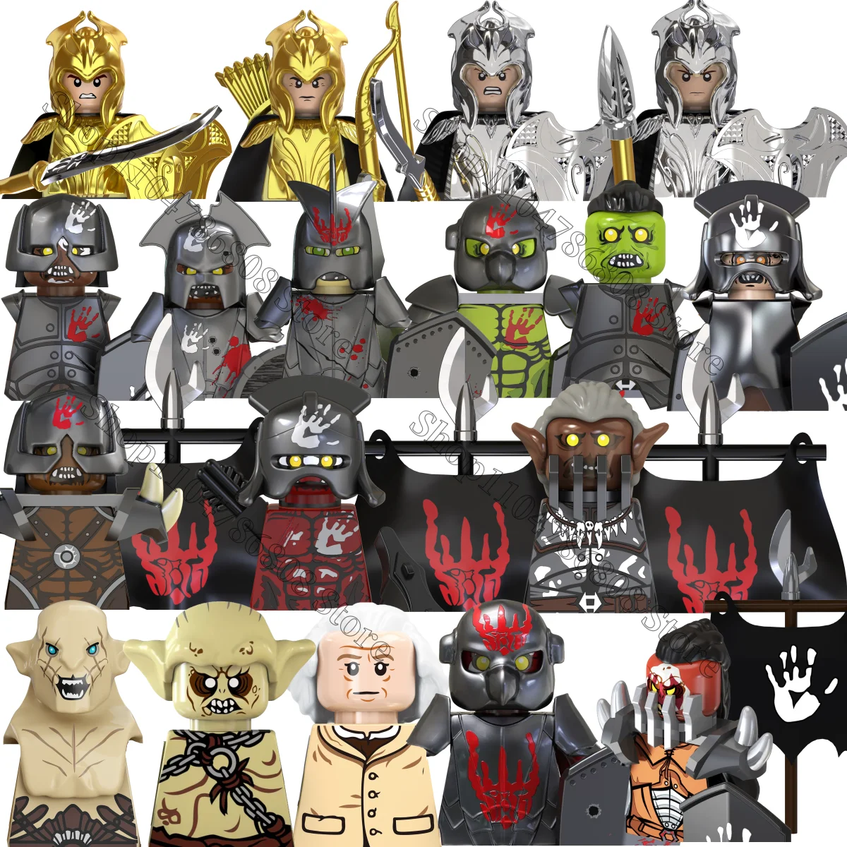 

The Lord of the Rings medieval character figurine Elven Warrior Azog Gandalf building block Knight Warrior brick toy gift