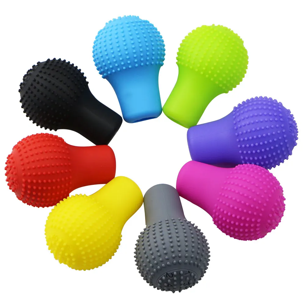 Car Gear Shift Knob Cover Silicone Universal Round Manual Shifter Handbrake Knob Non-slip Cover Interior Parts