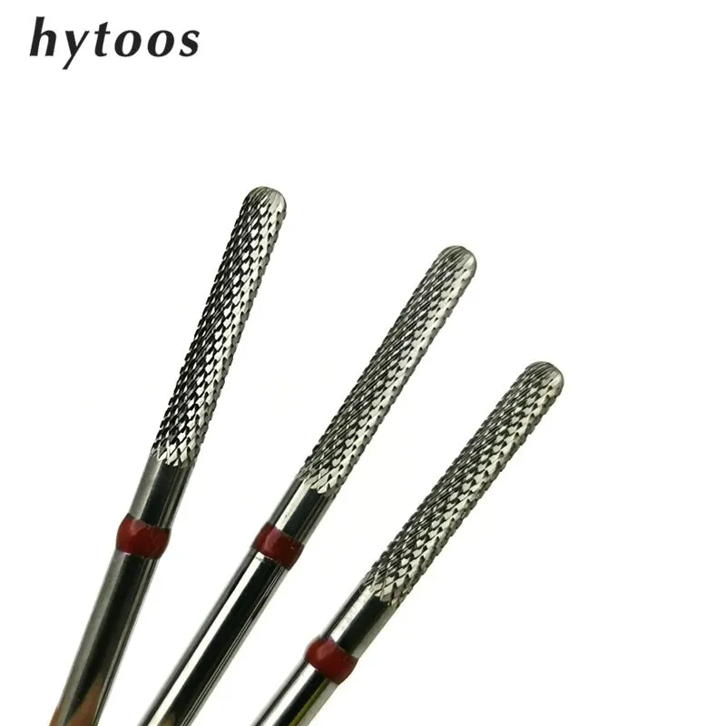 HYTOOS Rod Shape Carbide Burr Clean Under Nail 3/32 Nail Drill Bits Cuticle Remove Tool Electric Machine Drills Accessories