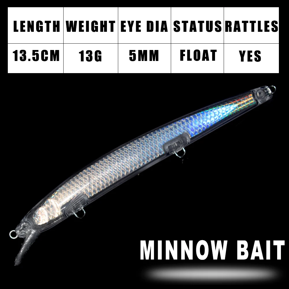 Dr.Holife Señuelos Minnow 13,5cm 13g – Cebo flotante rígido DIY