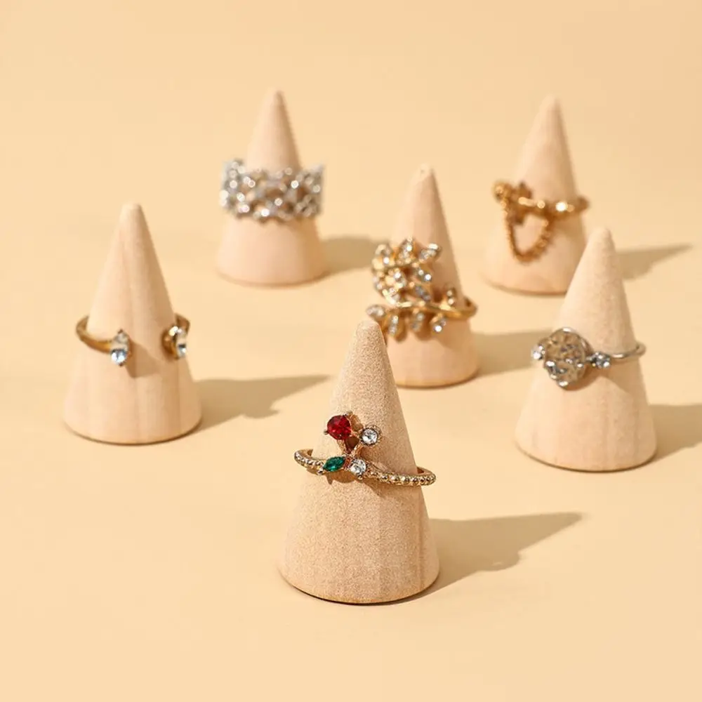 

Multi-layer Cone Ring Display Stand Modern Bracelets Necklace Wood Rings Display Holder Space Saving Organizer