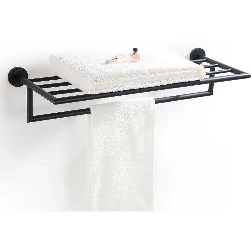 Towel Racks for Bathroom, Brass Towel Shelf, Wall Mounted and Modern Hotel Style with Towel Bar 26 Inch