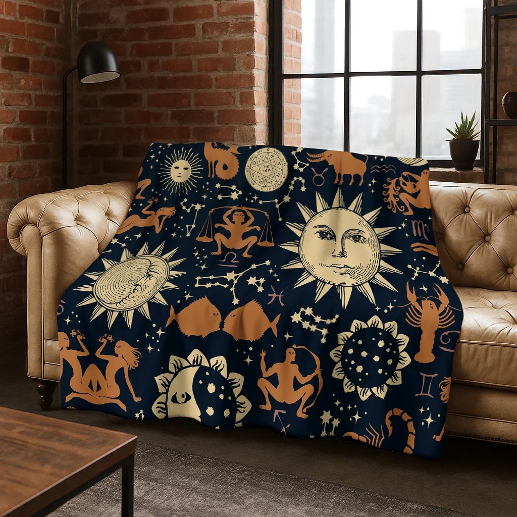 

Готическое солнце лицо луна лицо колдовство Таро фланелевое одеяло мягкое теплое одеяло для спальни, гостиной, путешествий, кемпинга, пикника