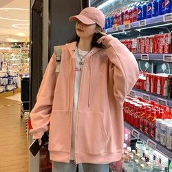 Harajuku moda donna oversize Casual Y2k Zip Up felpa con cappuccio felpa donna Streetwear tasca con cappuccio cerniera felpa vestiti