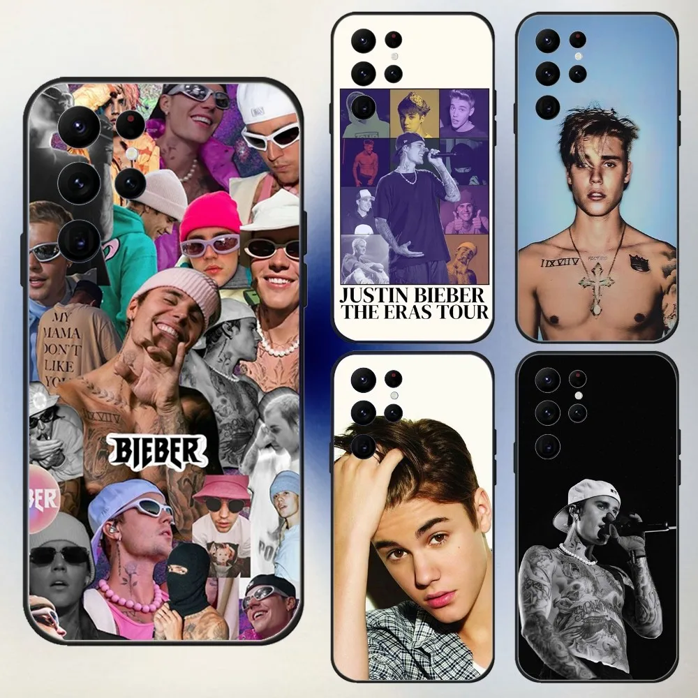 

J-Justin Baby Bieber Phone Case For Samsung S24,23,22,30,21,10,9,Ultra,Plus,Lite,FE,5G Black Soft Case