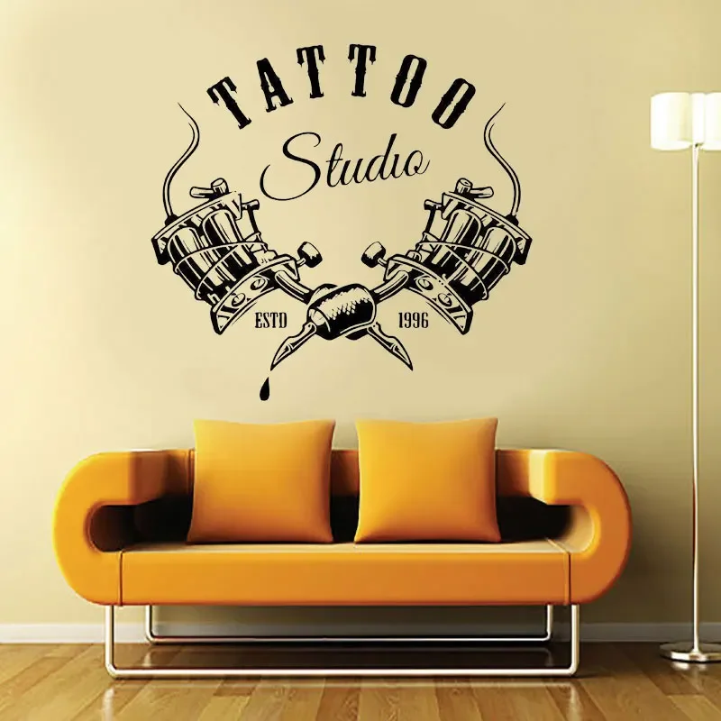 Tattoo Shop Studio Sign Wall Stickers Cool Window Decal Vinyl Art Advertising Retail & Store Decoration Wallpaper Remvoable 4502