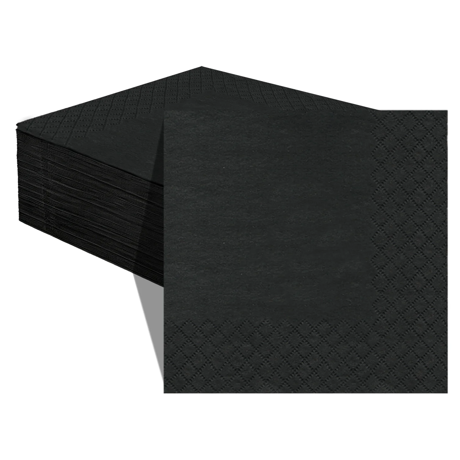 JINYUDOME Black Cocktail Napkins 9.84x9.84 Inch 2-Ply Cut Edge Wavy Edge Printed Paper Placemats for Bar Party
