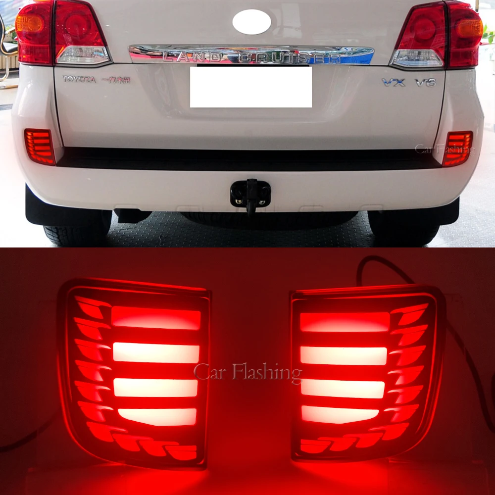 عاكس مصد خلفي ليد لتويوتا لاند كروزر LC200-، مصباح فرامل تحذير ، إشارة دوران ، مصباح ضباب ، إكسسوارات سيارة ، 12 فولت #6