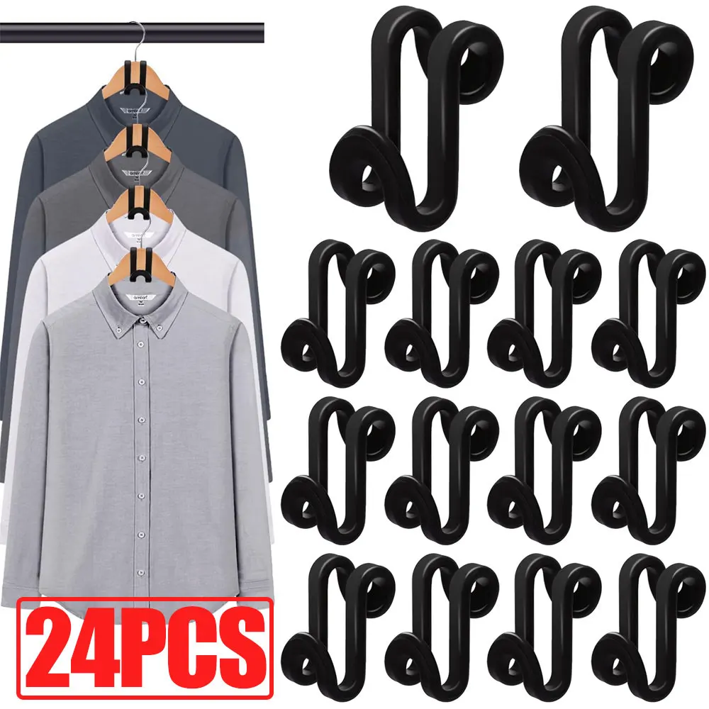 24PCS Mini Clothes Hanger Connector Hooks Cascading Closet Space Saver Hangers Wardrobe Coat Extendable Hanger Holder