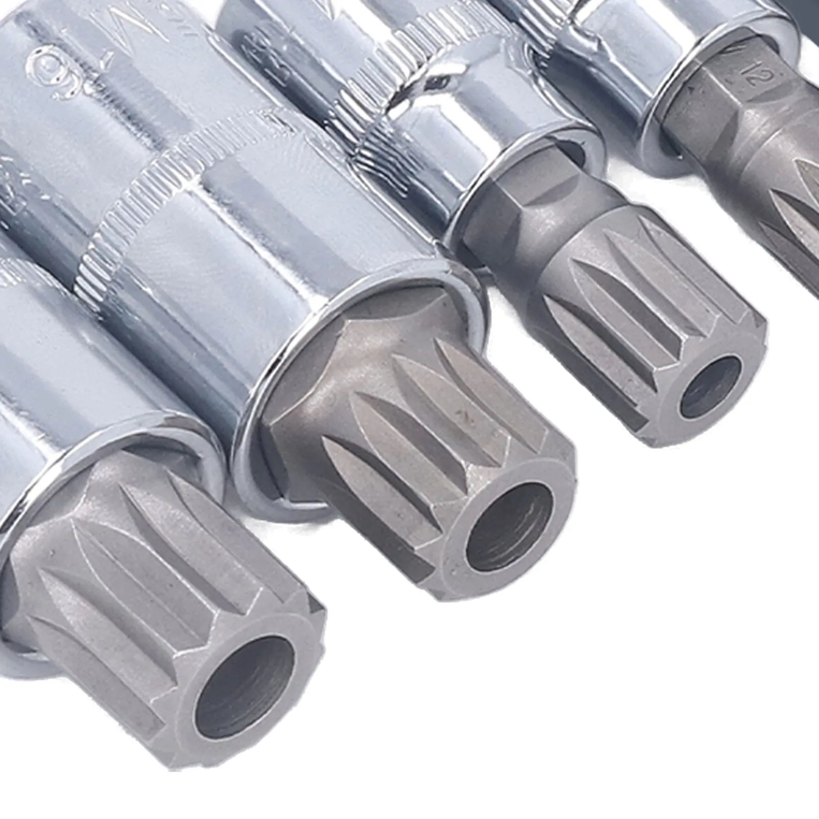 10 szt. Nasadek trójkątnych z rowkami, grawerowane laserowo, nasadki z rowkami, nasadki z rowkami CRV, rozmiary M4-M18, 1/4 cala, 3/8 cala, 1/2 cala