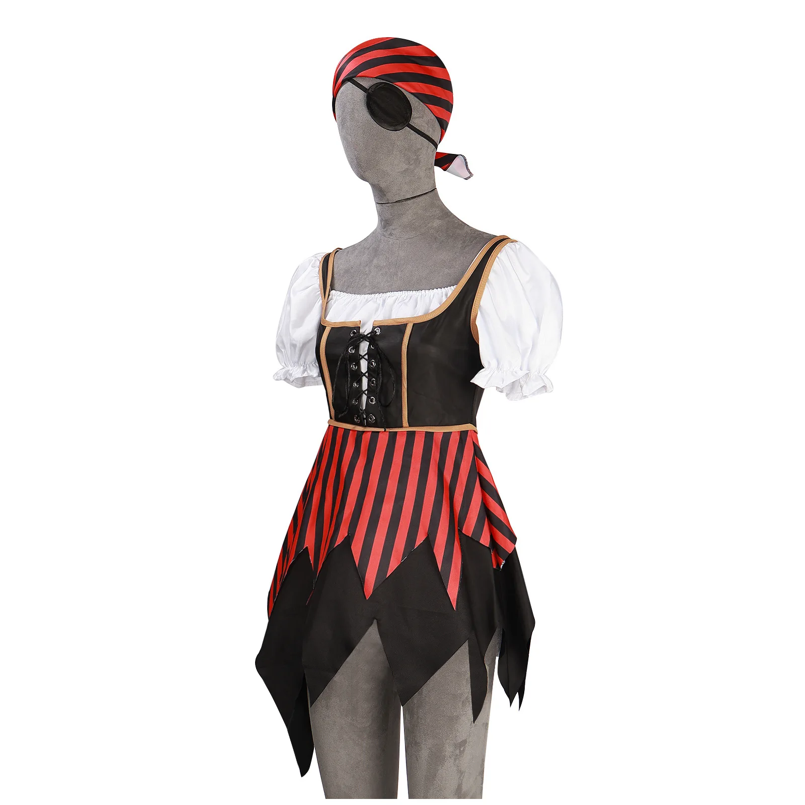 

Manqu House Animation Factory Wholesale Spot Nautical Adventure Sails, Red And Black Striped Pirate Clothing Cos Clothing Women'