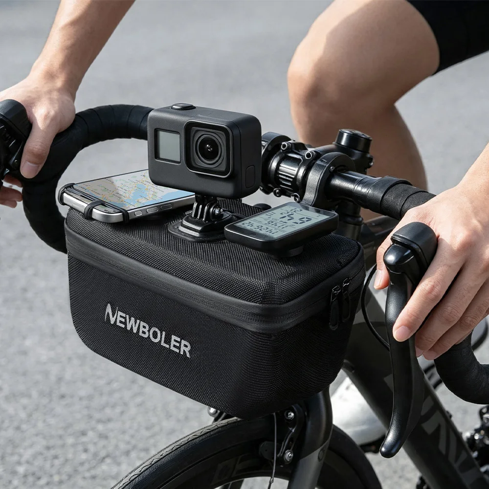 NEWBOLER 4-in-1 Multifunktionale Fahrrad-Fronttasche Wasserdichte Fahrrad-Lenkertasche EVA-Hartschalen-Fahrradlenkertasche Fahrradzubehör – Detail 19