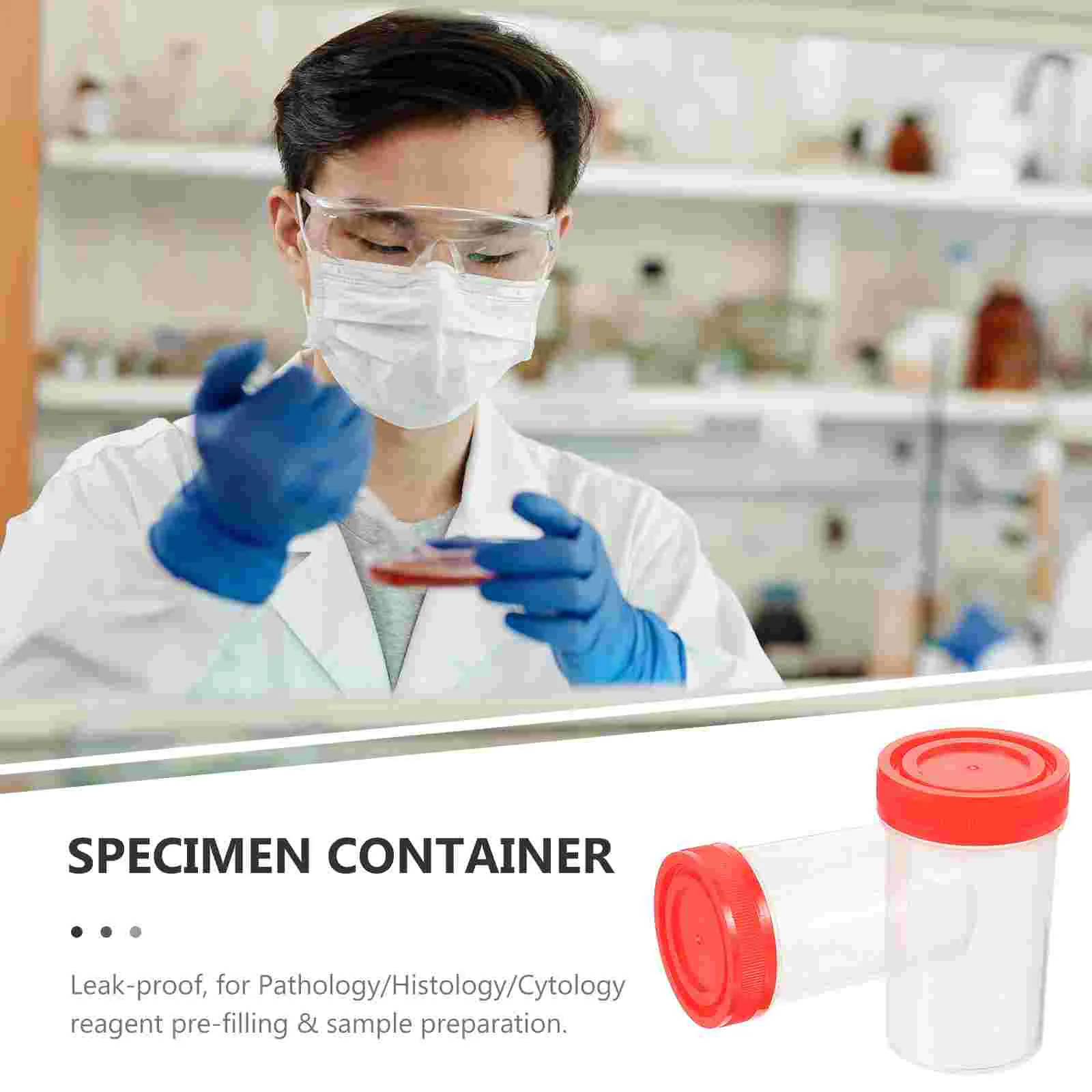 20Pcs Practical Plastic Specimen Cup Urine Container 60ml EO without Laboratory Medical Use (Random Color)