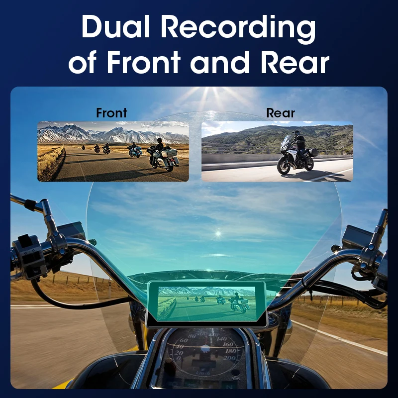 6.86 Inch Motorcycle DVR Portable Waterproof Touch screen Wireless CarPlay Android Auto GPS Navigation Siri Voice Dual Bluetooth