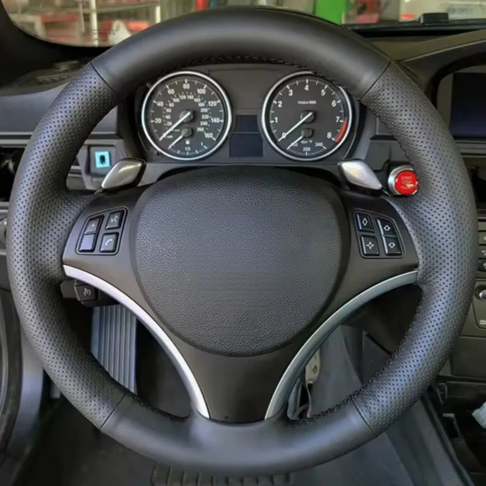 Handgenähter, verschleißfester Kunstleder-Lenkradbezug für BMW 1er Serie (E81, E82, E87, E88, E90, E91, E92)