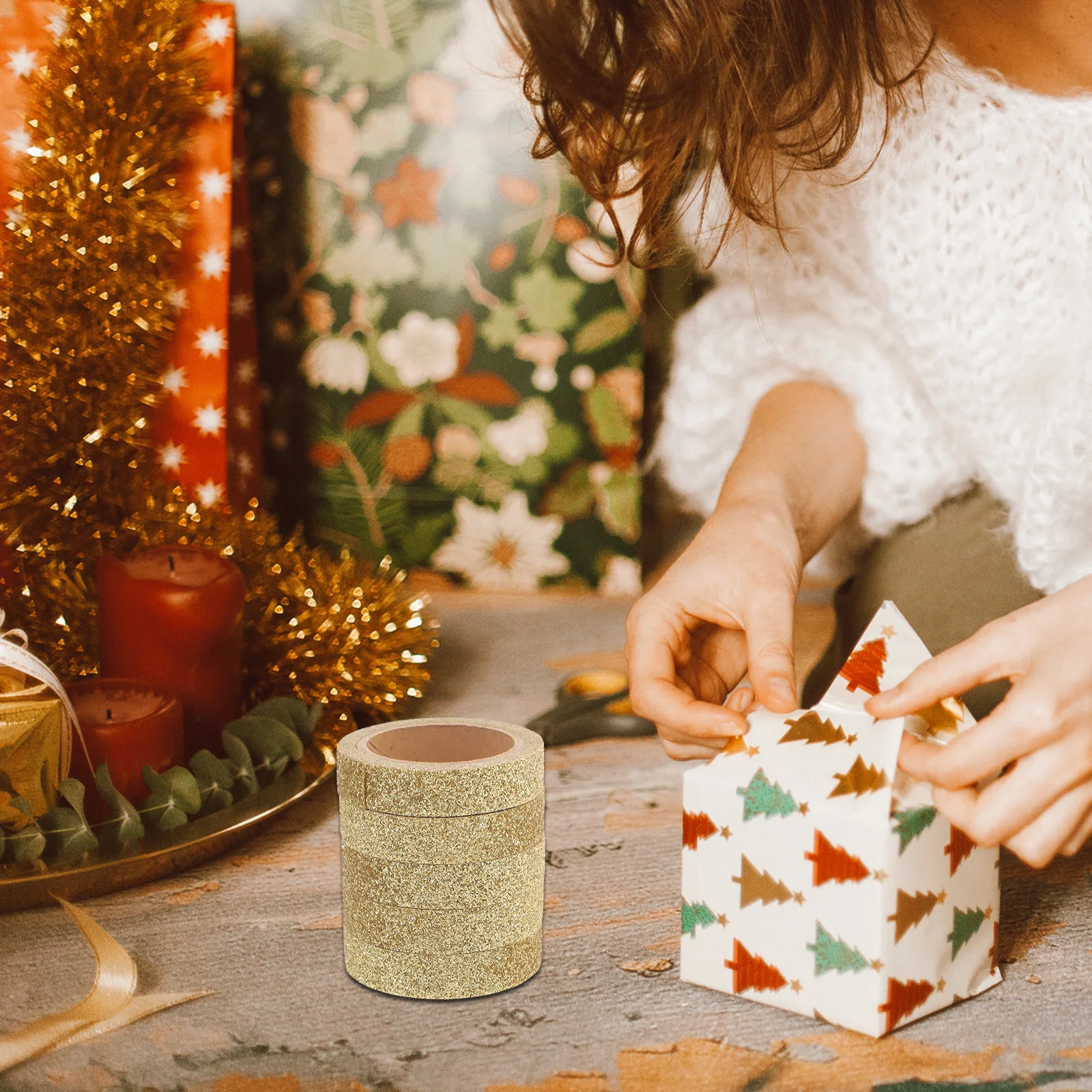 

5pcs 5 Rolls Glitter Washi Decorative Paper For Diy Craft Scrapbooking Journal Notebook Washi Tape Decor Tape Diy Decor