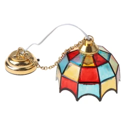 1:12 Scale Mini LED Chandelier Ceiling Lamp Model Dollhouse Miniature Accessory Living Room Bedroom Toy for Doll House Decoratio