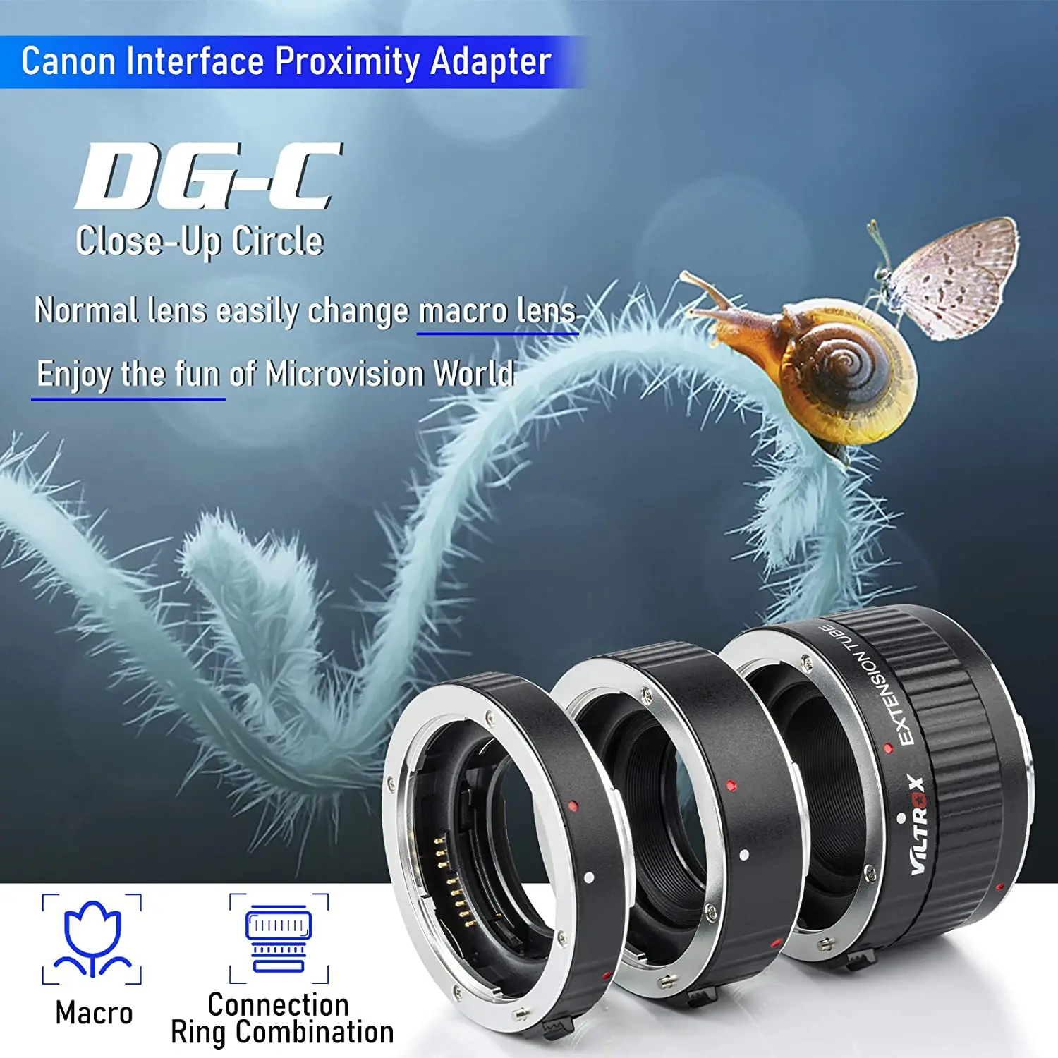 Viltrox DG-C Metal Mount Auto Focus Macro Extension Tube for Canon EF EF-S Lens DSLR Camera 760D 700D 80D 70D 5DII 5DIII 1300D