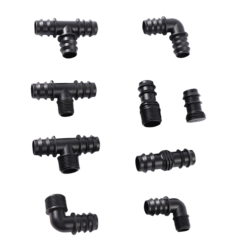 

10 шт. DN25 1/2 "3/4" наружная резьба полиэтиленовая труба 3-ходовой коленчатый прямой зазубристый соединитель садовой трубы соединитель шланга соединения системы полива