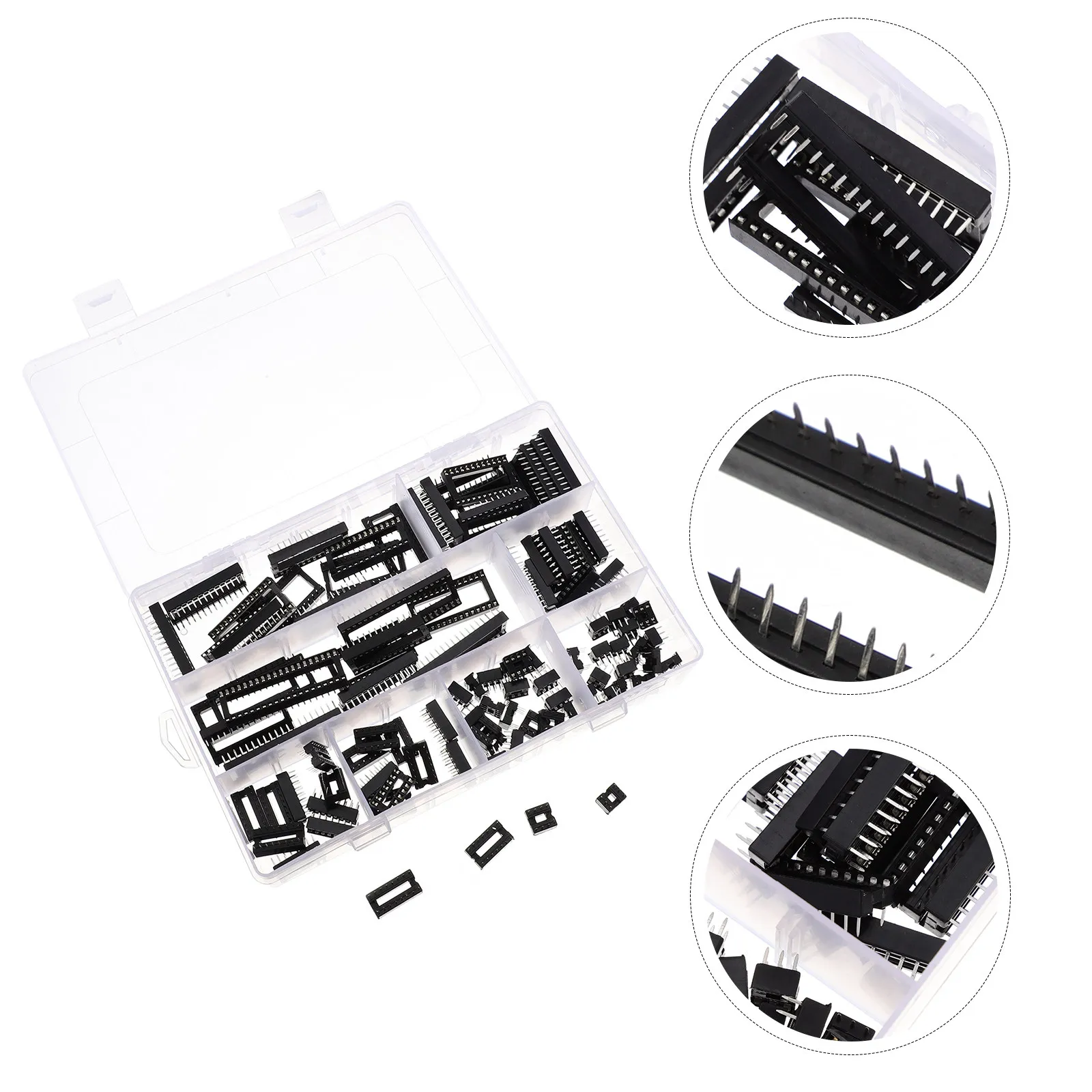 100Pcs Ic Socket Double Row Solder Type Adaptor Set 6 8 14 16 18 24 28 40 Pin Integrated Circuit Seat Pcb Assembly