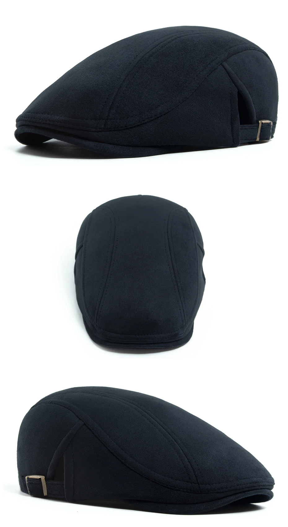 Herbst Winter Faux Wildleder Baskenmütze Mode Frauen Männer Retro Zeitungsjunge Mütze Casual Flache Visier Hut Berets Seite Schnalle Für Einstellbar Neue – Detail 6