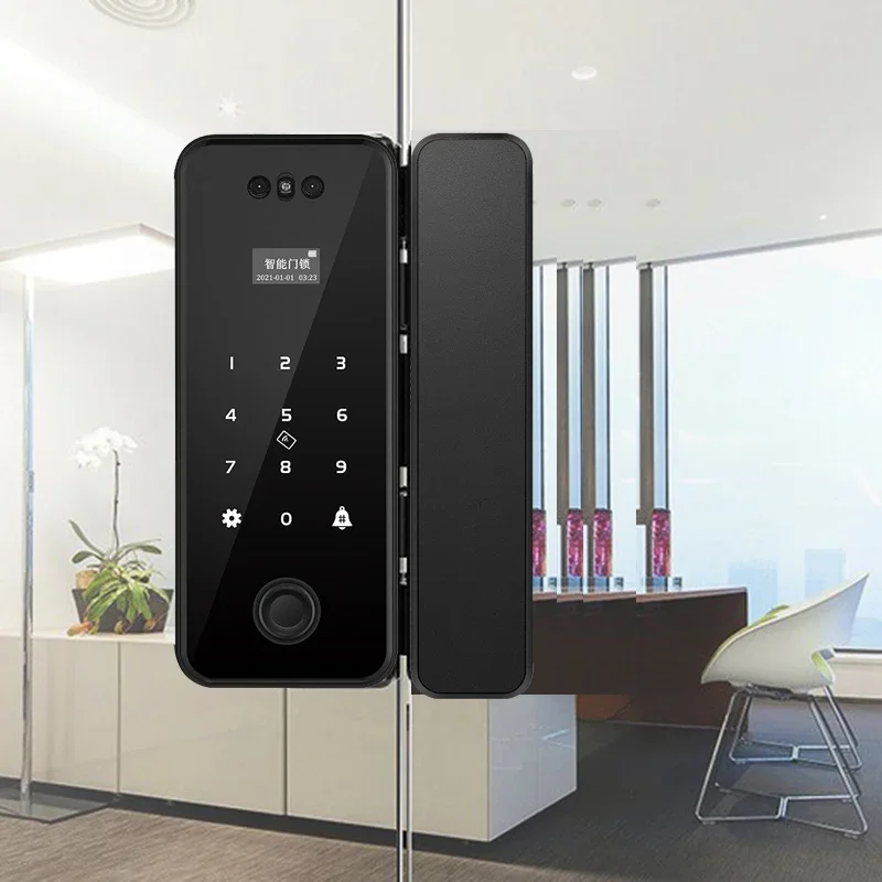 TIAGO Smart Face Recognition Fingerprint Password Code Lock For Frameless Frame Glass Push Sliding Door Remote unlock