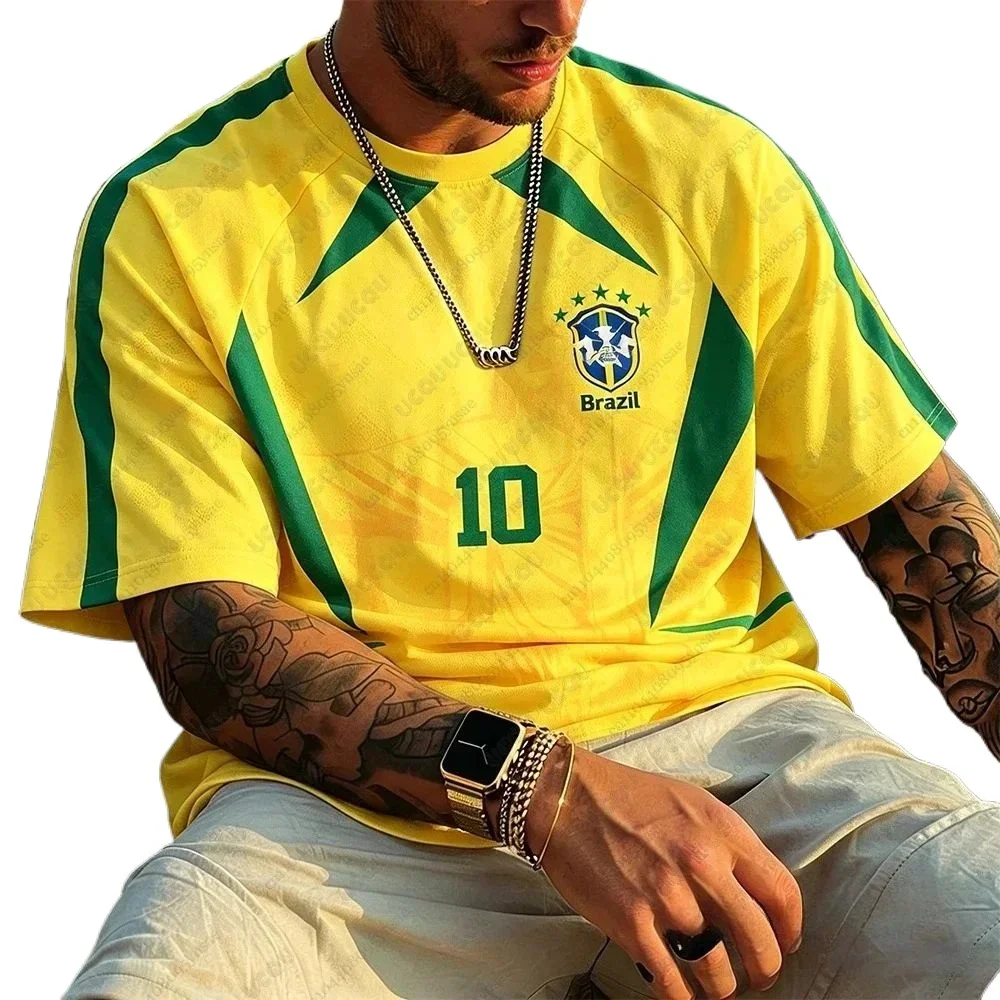 Nova Camisa de Futebol Brasil 2026 Masculina para o Verão - Camiseta Esportiva de Secagem Rápida e Respirável, Blusa Feminina de Manga Curta
