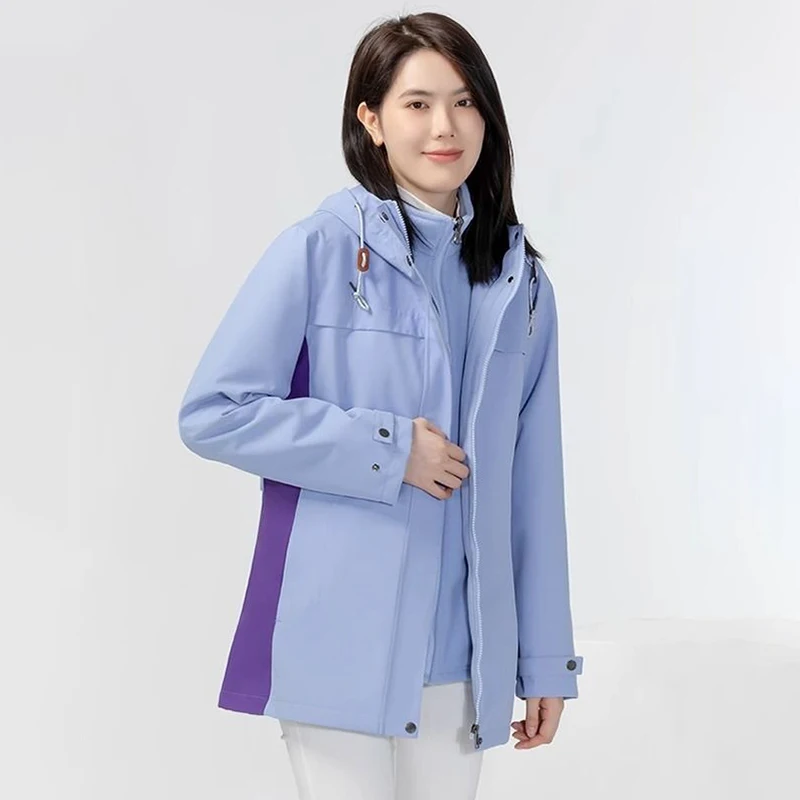 Chic Charge Clothes Giacca da donna Autunno Inverno Nuovo abbigliamento da alpinismo impermeabile antivento caldo tre in uno di media lunghezza