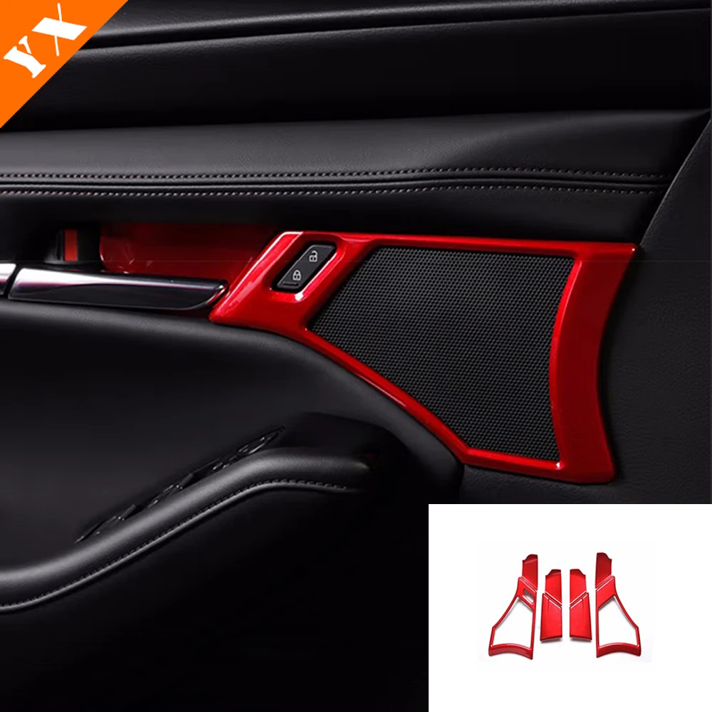 Car Full Set Red Trim Interior Moulding Window Lift Center Console Panel Inner Handle For Mazda 3 AXELA 2019-2023 Accessories