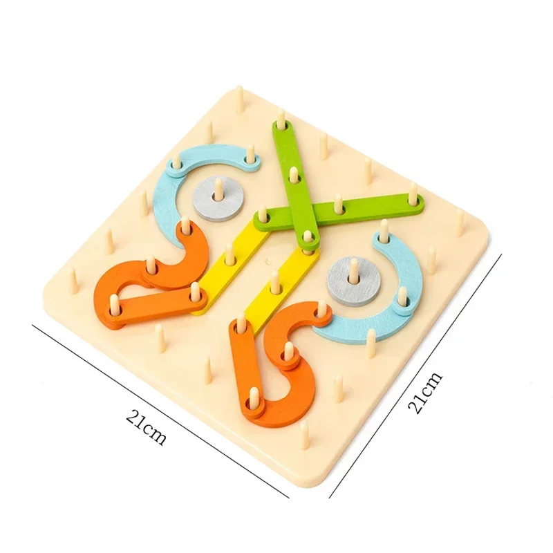 Jouets Géoboards en Bois Montessori pour Enfant, Jeu de Colonne Géométrique, Puzzle de Construction, Panneau Perforé, Sensoriel