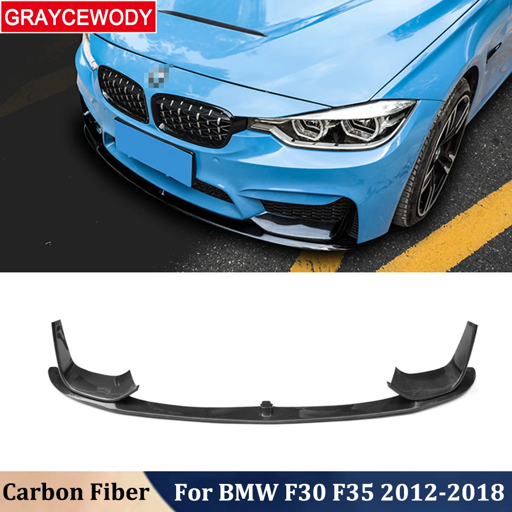 MP Style Real Carbon Fiber Car Front Lip Protector Bumper Lip Shin Shovel Head Modification For BMW 3 Series F30 F35 2012-2018