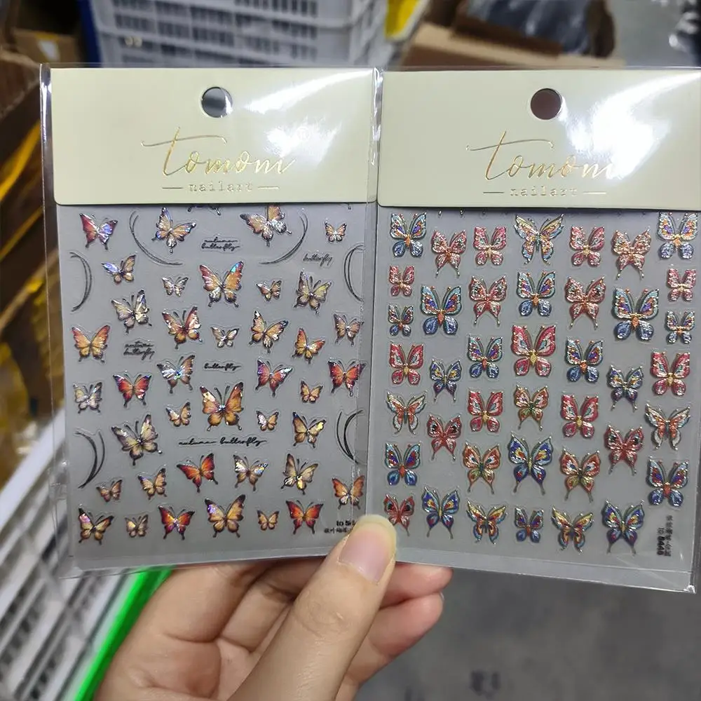 1 قطعة فراشة البرنز الرجعية مسمار ملصقات لامعة الاستقطاب الفراشات ذاتية اللصق مسمار الشارات DIY بها بنفسك خمر مانيكير المتزلجون 3 #2