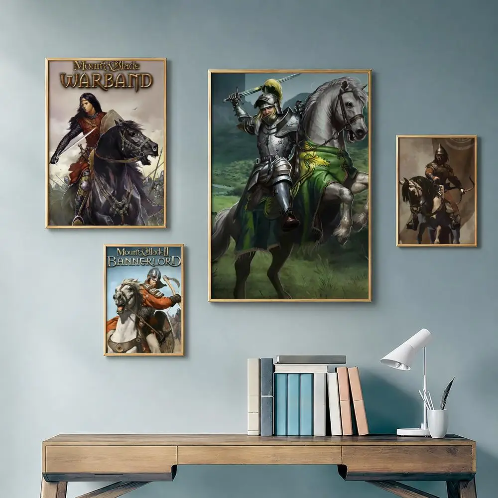 Popular Game M-Mount & BladeS Poster Vintage Retro Anime Poster Stickers Peel and Stick Wall Art Home Decor