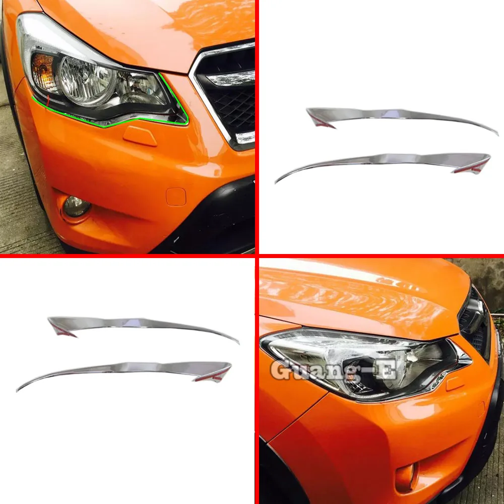 Car Front Light Lamp Detector Frame Stick Eyebrow ABS Chrome Cover Trim Sticks Hood For Subaru XV 2012 2013 2014 2015 2016 2017