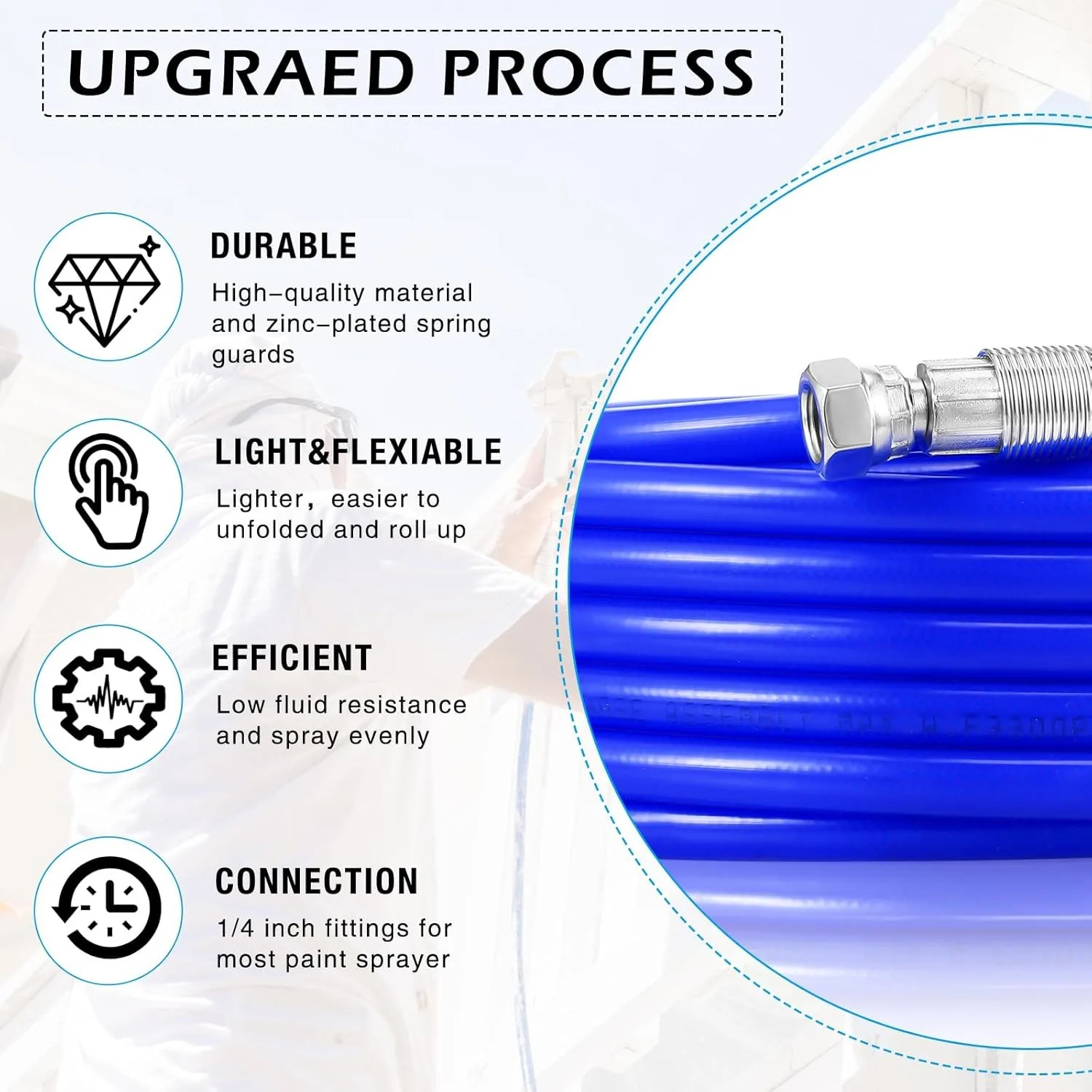 Pulverizadores de manguera de pulverizador de pintura sin aire mejorados de 50 pies-150 pies 1/4 ", manguera de pintura sin aire hecha de cuatro capas de materiales de calidad, Conta