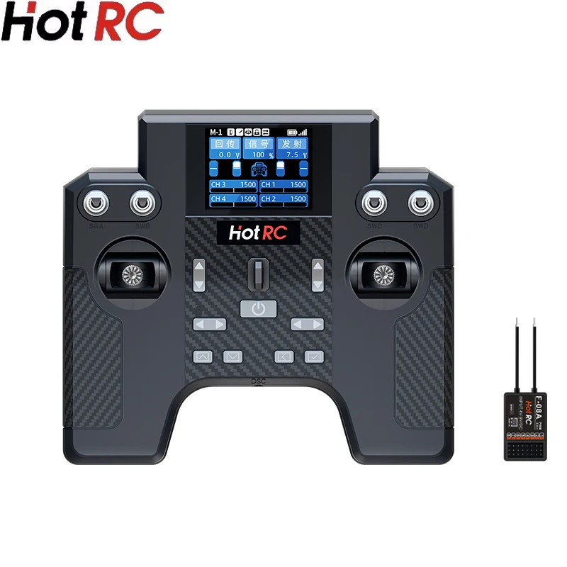 HotRC HT-8A 1.7inch Color Screen 8-Channel Remote Control f-08a Receiver with Standard Feedback Function for RC Model Airplanes