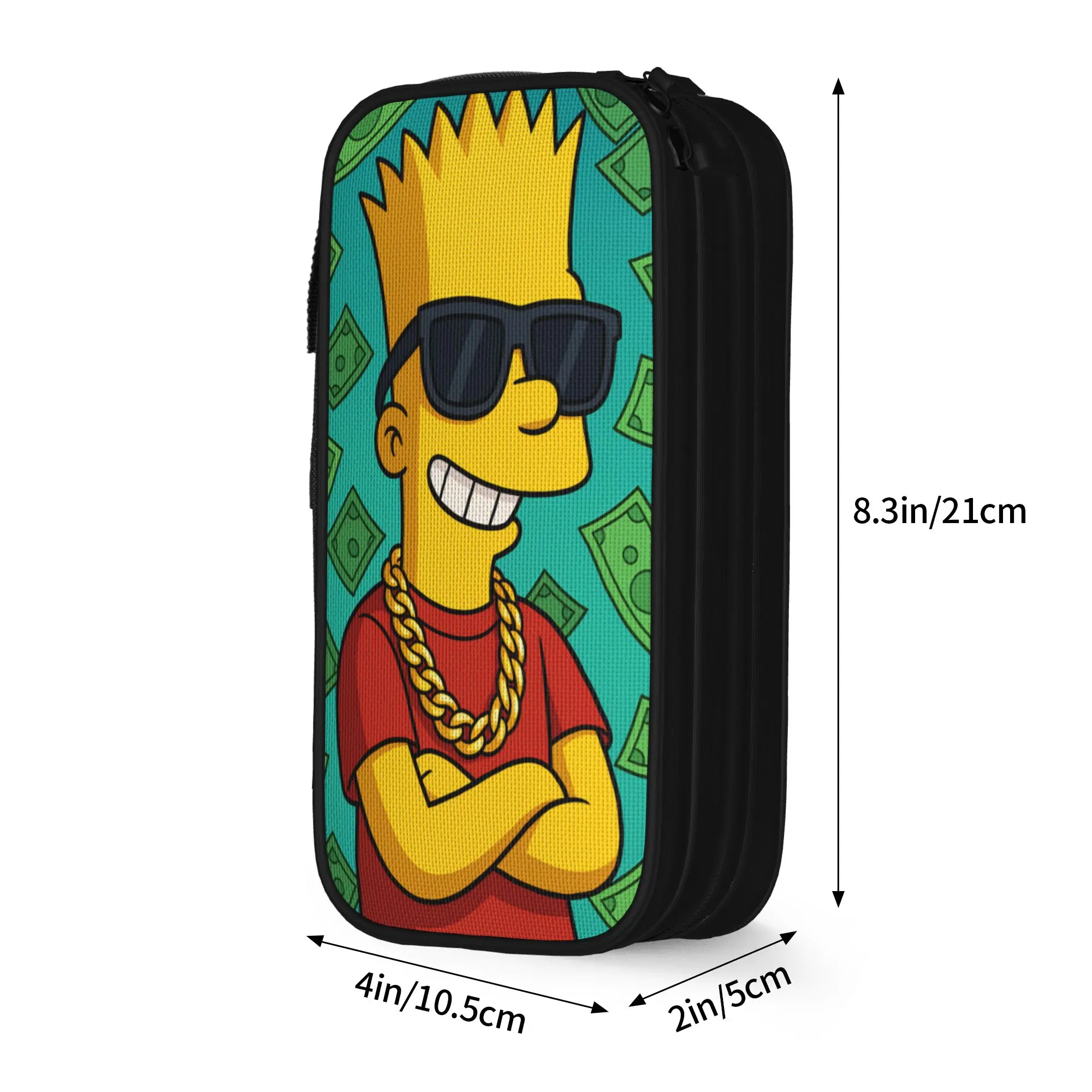 Ästhetisches Federmäppchen von Bart S-Simpsons, Hip-Hop-Federmäppchen mit Goldkette und Sonnenbrille, Federmäppchen für den Schulanfang, Federmäppchen für Jungen, Schulbedarf – Detail 4