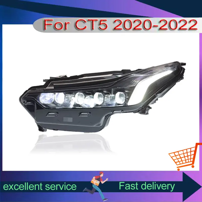 Car Accessories for Vehicles For Cadillac 2019-2023 CT5 Newest Front Light DRL Head Lamp Turn Signal Dynamic Full LED Lens Auto