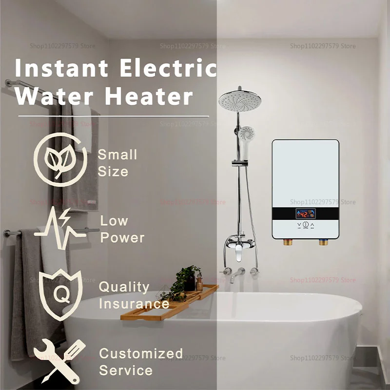 Electric Instant Water Heater Portable Small Fast Heating Suitable for Bathroom Kitchen Shower Fast Hot Water When Needed