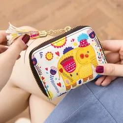 RFID blocking anti-theft brush women's short cute elephant card bag cartoon print ID card bag coin wallet