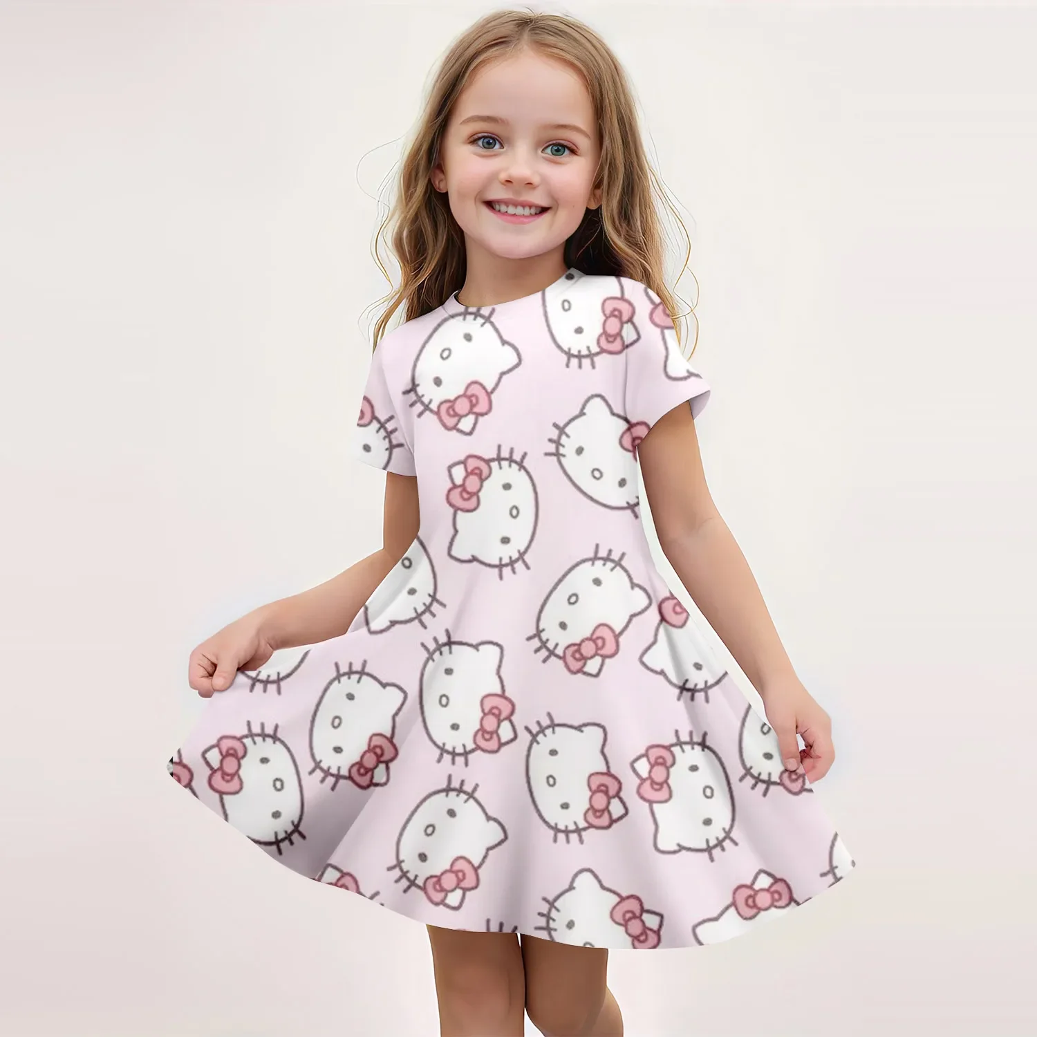 

Miniso Hello Kitty для девочек, подходит для детей 3-14 лет, детские платья, платье для девочек, детская одежда 2025 года, детская одежда, летняя вечеринка