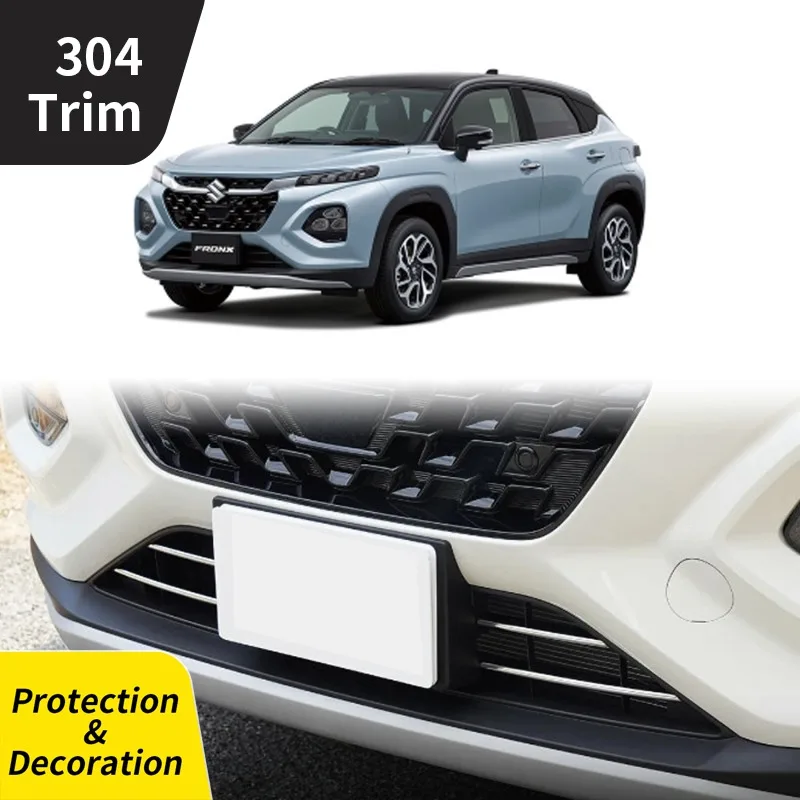 

Для Suzuki 2025 Fronx WDB3S WEB3S решетка переднего бампера SUS304 хромированные яркие полоски 4 шт. Стайлинг автомобиля внешние аксессуары