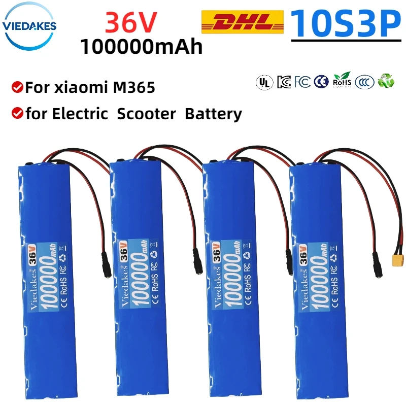 

36V NEW 100Ah 18650 battery pack 10S3P 100000mAh built-in 15A BMS, 250W-500W battery+42V 2a charger