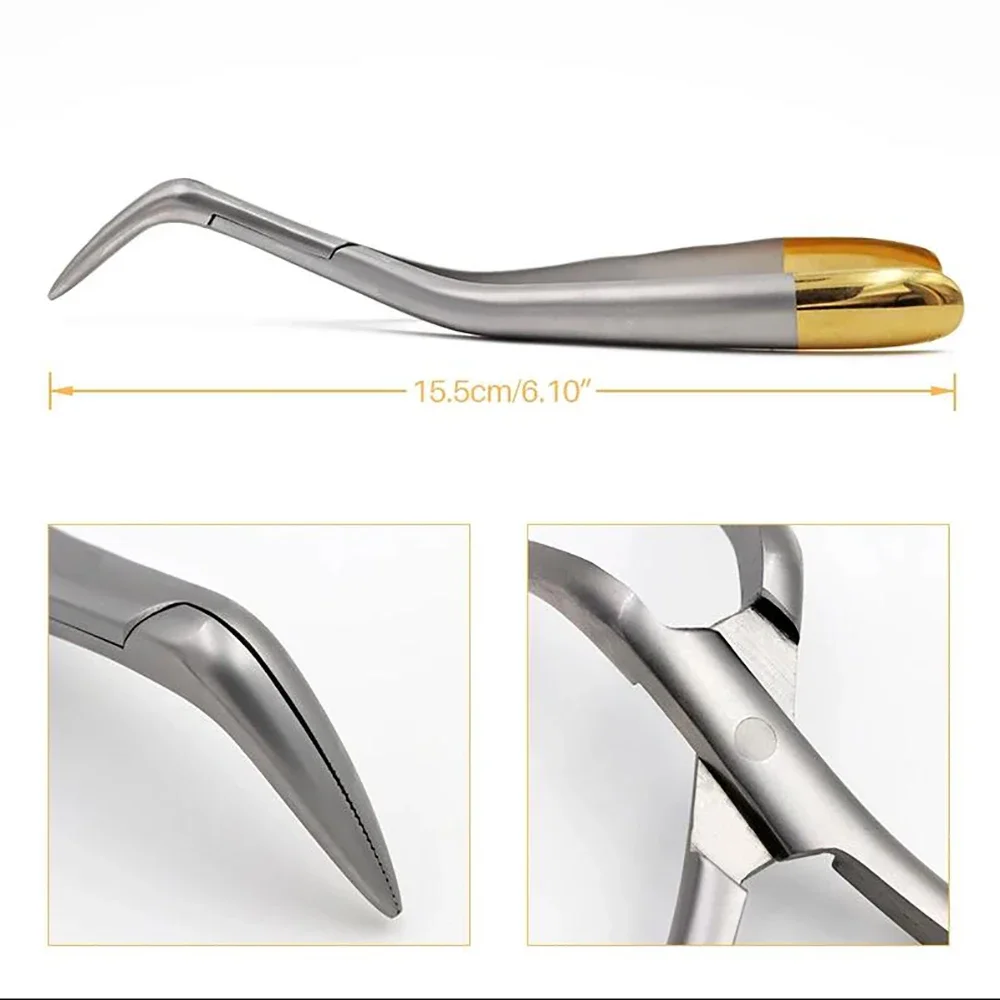 1pcs Dental Tooth Root Extraction Forceps Root Fragment Pliers Instrument Dentistry Curved Maxillary Mandibular Universal Tool