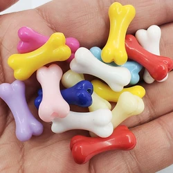 20pcs/bag 8.6*20mm Solid Color Acrylic Bone Shape Beads For Jewelry Making DIY Bracelets Earrings Phone Chains Supplies