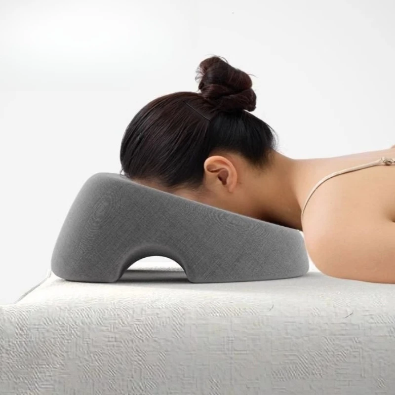 Ergonomics Lying Down Pillow Memory Foam Breathable Head Support Pillow Snap Body Massage Face Rest Pillow for Beauty Salon