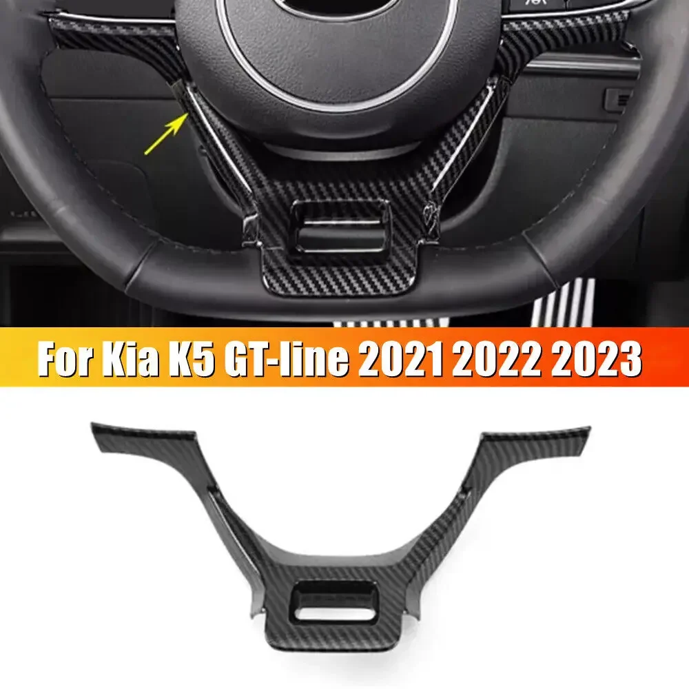 

For Kia Optima K5 GT-line 2021 2022 2023 ABS Car Sticker Carbon Fiber Steering Wheel Trim Frame Cover Decoration Accessories