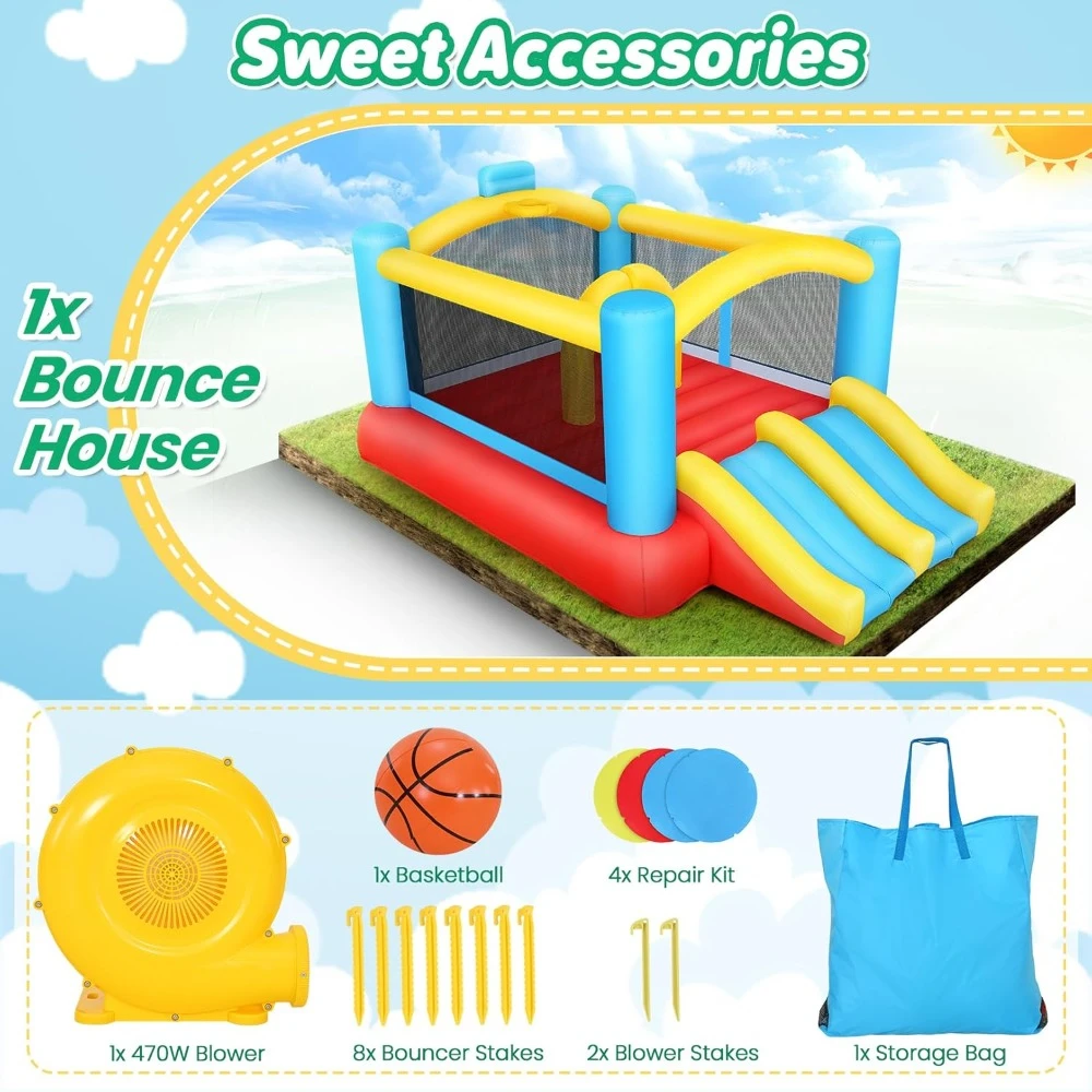 Bounce House,Inflatable Bounce House for Kids with Blower Included,Indoor/Outdoor Playhouse Kids Bouncy House for Backyard,Jumpi